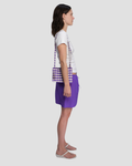 Mini Long Lady Bag in in Gingham Purple Ivory