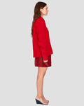 Snap Down Shirt in Red Nylon