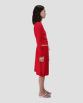 Drawstring Midi Skirt in Red Spandex