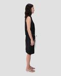 Drawstring Midi Skirt in Black Silk