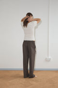 Double Belted Pant - Brown Stripe